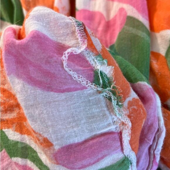 Banjanan Agatha Floral Tiered Midi Skirt in Orange/Green/Pink/White size Medium - Picture 9 of 16